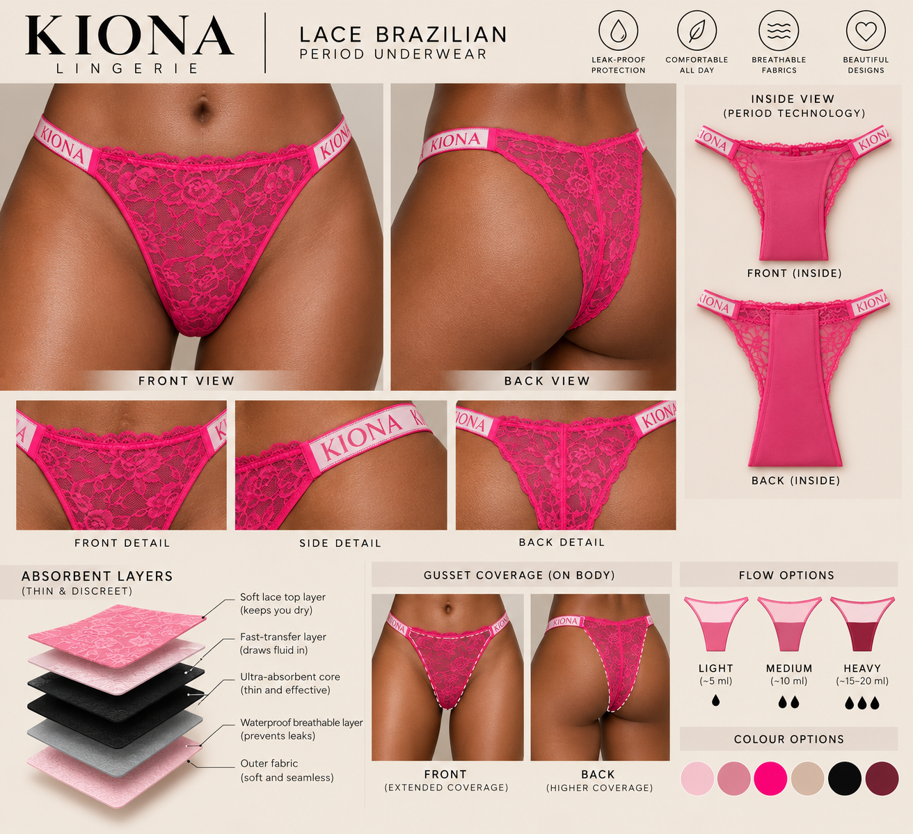 KIONA raspberry pink lace underwear concept